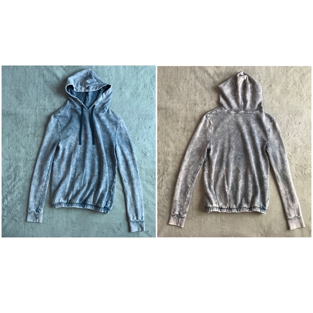 BP Hooded Drawstring Sweatshirt Acid Wash Blue XXS - Picture 3 of 9